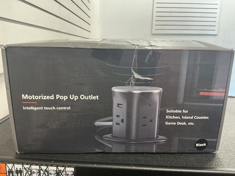 Photo 1 of ANNQUAN Motorized Pop Up Countertop Receptacle with 15W Wireless Charger,Max 20W Power Delivery,3.15" Automatic Pop Up Electrical Outlet with 4 Outlets 4 USB Ports for Home Office Kitchen White