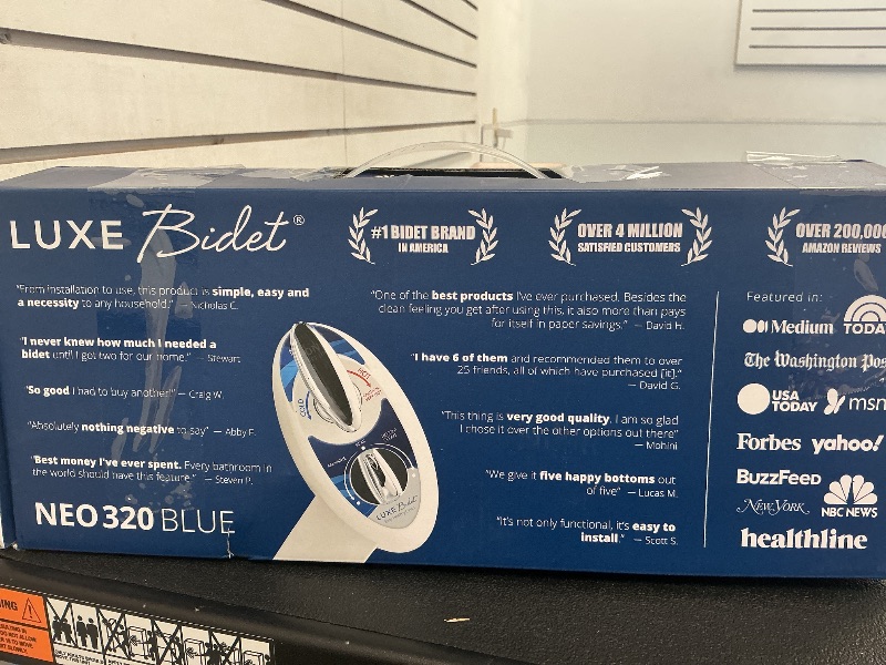 Photo 1 of LUXE Bidet NEO 320 - Hot and Cold Water, Self-Cleaning, Dual Nozzle, Non-Electric Bidet Attachment for Toilet Seat, Adjustable Water Pressure, Rear and Feminine Wash, Lever Control (Blue)