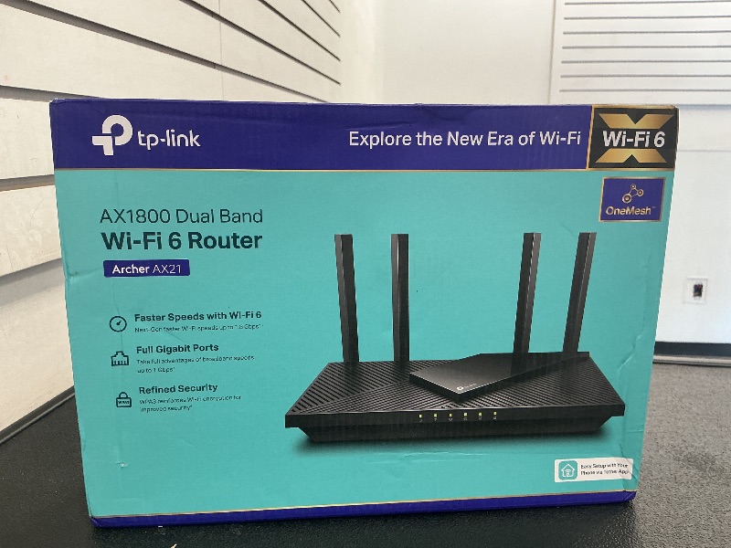 Photo 1 of TP-Link AX1800 WiFi 6 Router V4 (Archer AX21) – Dual Band Wireless Internet, Gigabit, Easy Mesh, Works with Alexa - A Certified for Humans Device