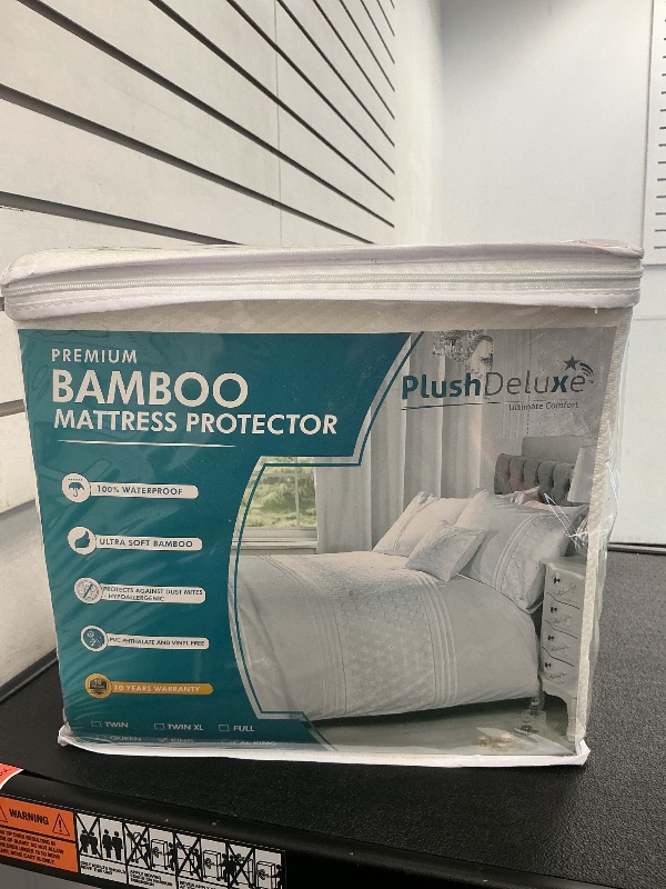 Photo 1 of PlushDeluxe Premium Bamboo Mattress Protector – King Size, Waterproof, & Ultra Soft Breathable Noiseless Washable Bed Mattress Cover for Comfort & Protection - White