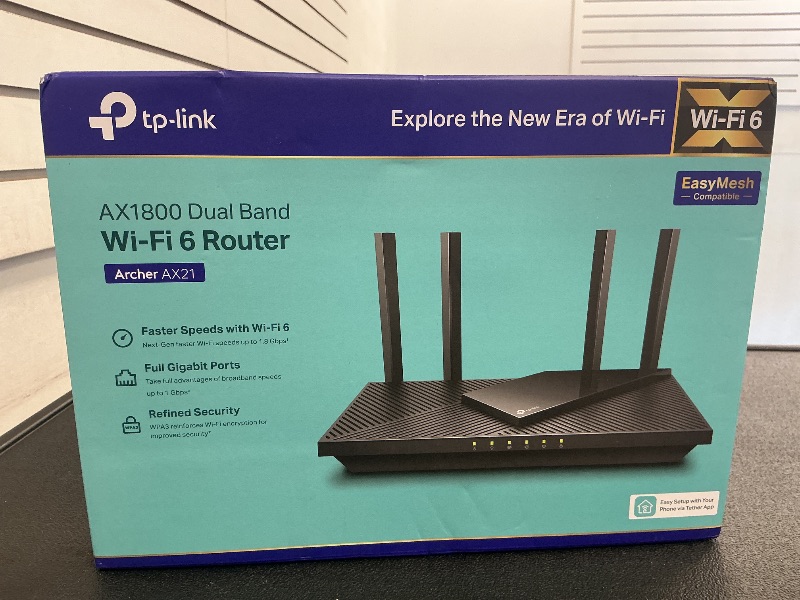 Photo 1 of TP-Link AX1800 WiFi 6 Router V4 (Archer AX21) – Dual Band Wireless Internet, Gigabit, Easy Mesh, Works with Alexa - A Certified for Humans Device