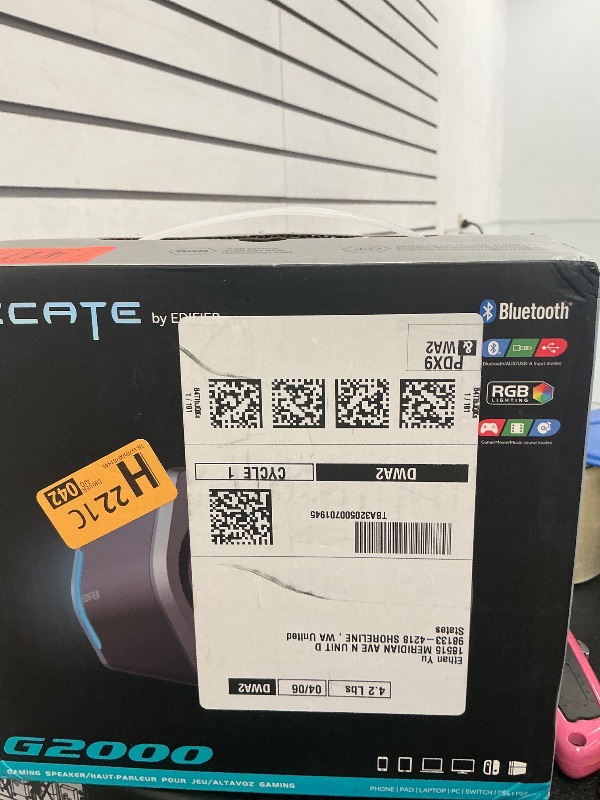 Photo 1 of Edifier G2000 32W PC Computer Speakers for Gaming Desktop PC Laptop Mac Computer Woofer Speakers Bluetooth USB 3.5mm AUX Inputs RGB Lights Multimedia Speakers Pink