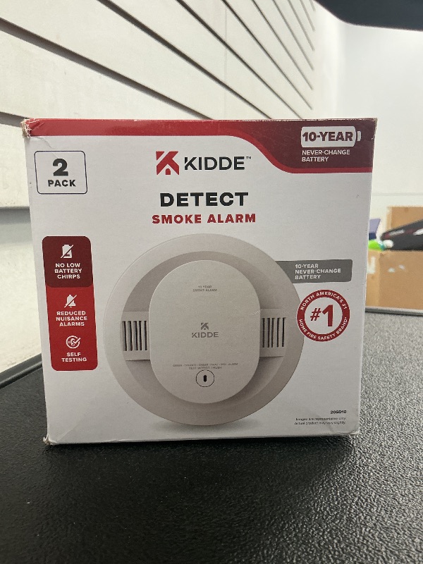 Photo 1 of Kidde  Detector, 10-Year Battery Powered, LED Warning Light Indicators, 2 Pack