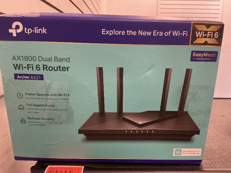 Photo 1 of TP-Link AX1800 WiFi 6 Router V4 (Archer AX21) – Dual Band Wireless Internet, Gigabit, Easy Mesh, Works with Alexa - A Certified for Humans Device