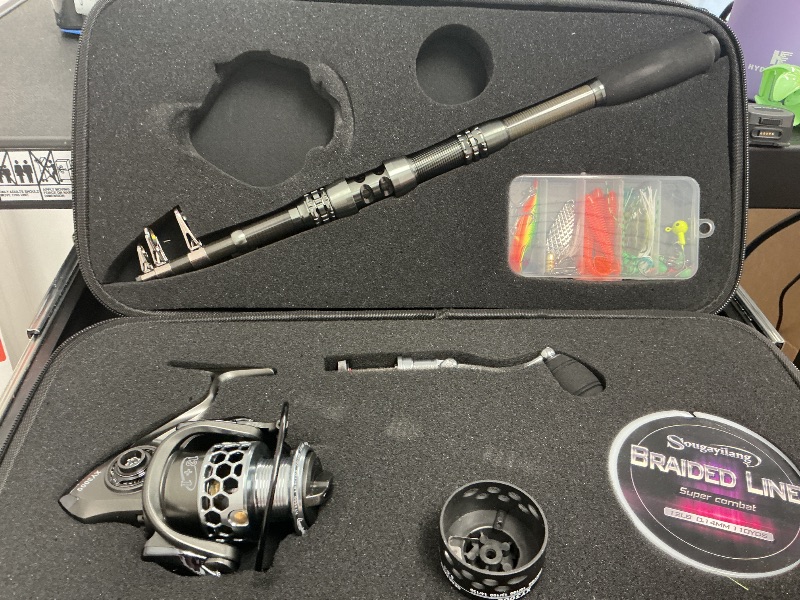 Photo 1 of Sougayilang Fishing Rod Combos with Telescopic Fishing Pole Spinning Reels Fishing Carrier Bag for Travel Saltwater Freshwater Fishing-1.8M/5.91FT