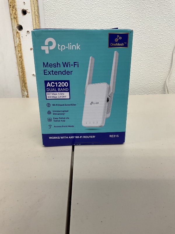 Photo 1 of TP-Link AC1200 WiFi Extender, 2024 Wirecutter Best WiFi Extender, 1.2Gbps home signal booster, Dual Band 5GHz/2.4GHz, Covers Up to 1500 Sq.ft and 30 Devices ,support Onemesh, One Ethernet Port (RE315)