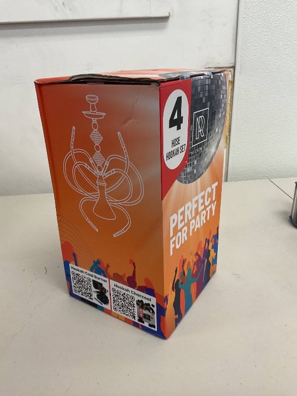 Photo 1 of Hookah Set with Everything 4 Hose - Orange Hookah 4 Hose Set - Big Hookah Set 4 Hose with 50x Foil - Big Silicone Bowl 10x Tips 4x Mouthpiece 4x Hookah Hose Silicone Tongs - Portable Hookah Orange