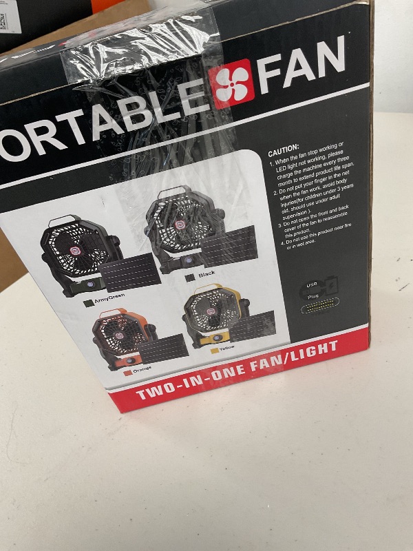 Photo 1 of 10400mAh Solar Fan, Camping Fan with Solar Panel, 7W 9-Inch Rechargeable Battery Operated Fans for Outside, LED Lantern, Stepless Speed and Quiet Battery Powered Solar Tent Fans for Outdoor, Barbecue