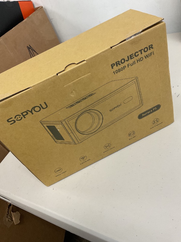 Photo 1 of [Electric Focus/Auto Keystone] Projector with WiFi and Bluetooth, 650 ANSI Native 1080P 4K Support Outdoor Movie Projectors Max 450" Display, SOPYOU Home Theater Projector for iOS/Android/TV Stick