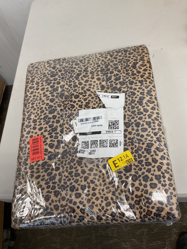 Photo 1 of ALASDO Ottoman Storage Ottoman Footrest Stool Small Ottoman with Storage Foldable Ottoman Foot Rest Footstool Bench for Living Room 17x13x13inches Leopard Print