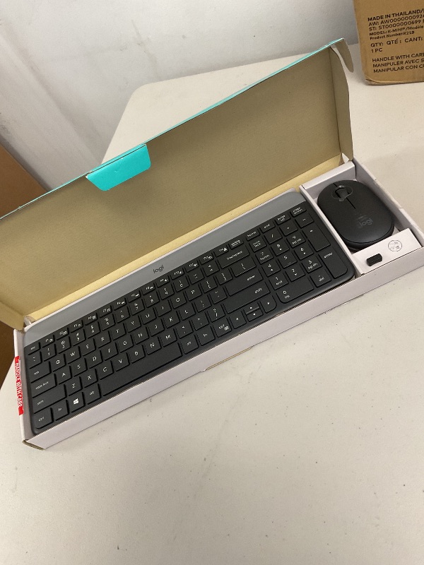 Photo 1 of Logitech MK470 Slim Wireless Keyboard and Mouse Combo - Modern Compact Layout, Ultra Quiet, 2.4 GHz USB Receiver, Plug n' Play Connectivity, Compatible with Windows - Graphite