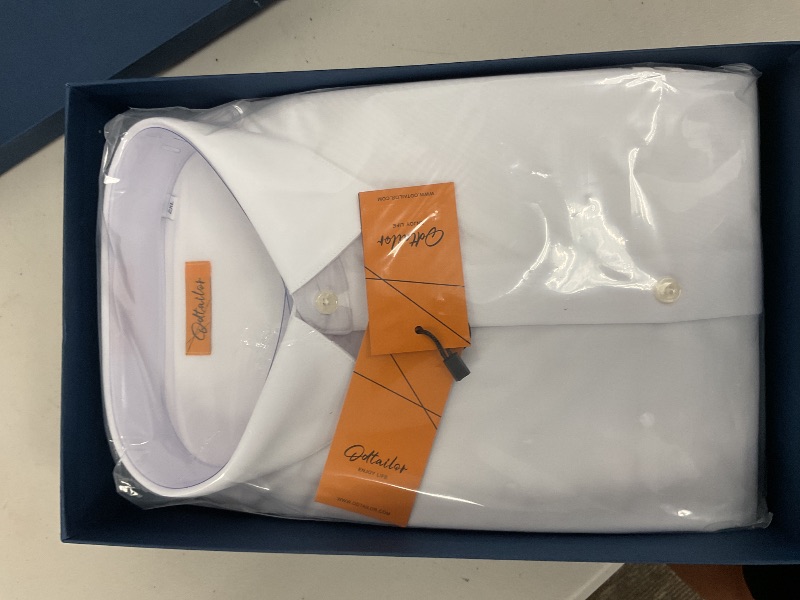Photo 1 of ODTAILOR White Dress Shirt for Men Long Sleeve Formal Stretch Wrinkle Free Shirts White 2XL