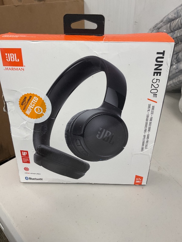 Photo 1 of JBL Tune 520BT - Wireless On-Ear Headphones, Up to 57H Battery Life and Speed Charge, Lightweight, Comfortable and Foldable Design, Hands-Free Calls with Voice Aware (Black)