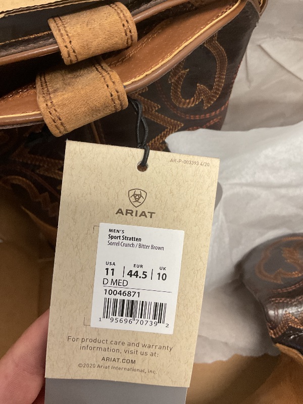 Photo 1 of ARIAT Men's Sport Stratten Western Boot - Sorrel Crunch/Bitter Brown, 11 Wide