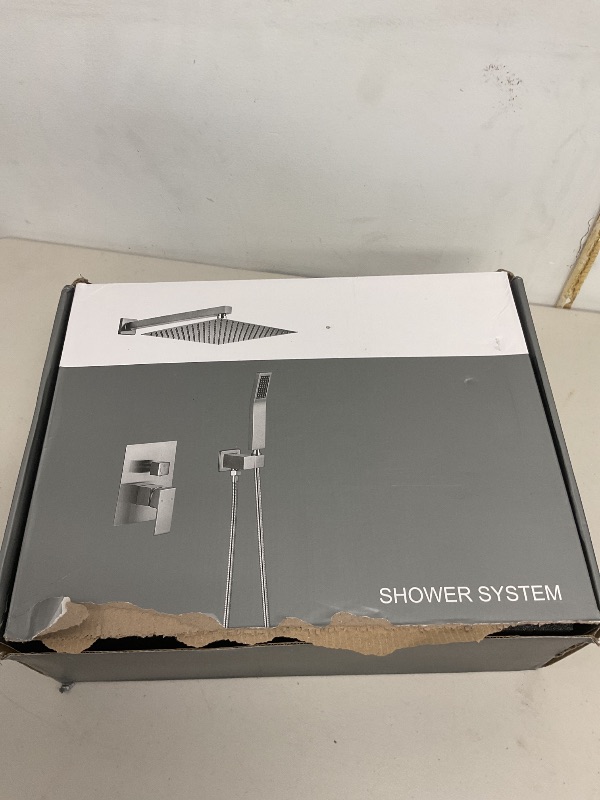 Photo 1 of HGN 10 Inches Bathroom Rain Shower Combo Set Wall Mounted Rainfall Brushed Nickel Shower Head System Rough-in Valve Body and Trim Included