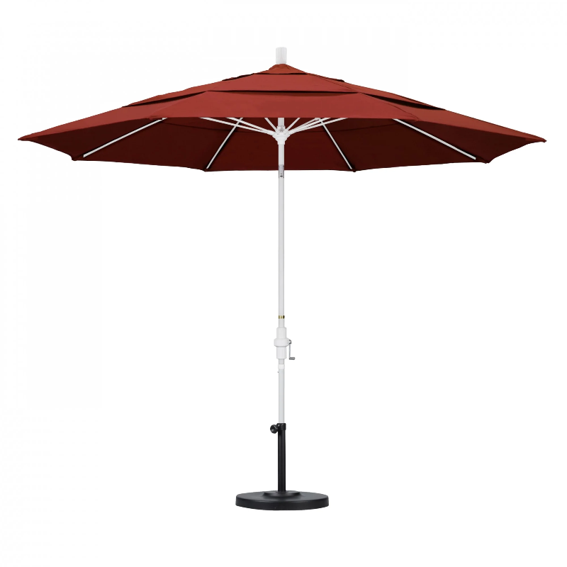 Photo 1 of alifornia Umbrella 11' Fiberglass Ribs Collar Tilt Crank Lift Sun Master Series Patio Umbrella With Matted White Aluminum Pole Color: TerracottaSize: 132L x 132W x 109-1/2W 
