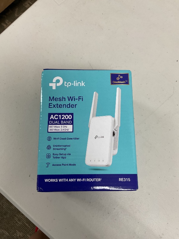 Photo 1 of TP-Link AC1200 WiFi Extender, 2024 Wirecutter Best WiFi Extender, 1.2Gbps home signal booster, Dual Band 5GHz/2.4GHz, Covers Up to 1500 Sq.ft and 30 Devices ,support Onemesh, One Ethernet Port (RE315)