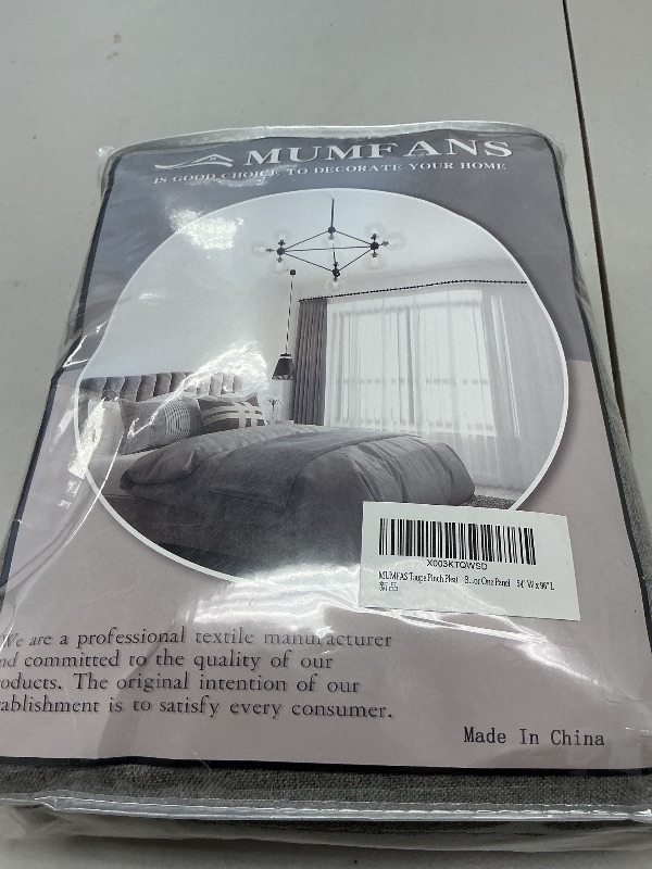 Photo 1 of MUMFAS Farmhouse Linen Curtain Black Out 96 inch Long, Pinch Pleated Privacy Added with Linen Weave Vertical Drape for Loft/Home Office(W54 x L96,1 Panel Warm Taupe)