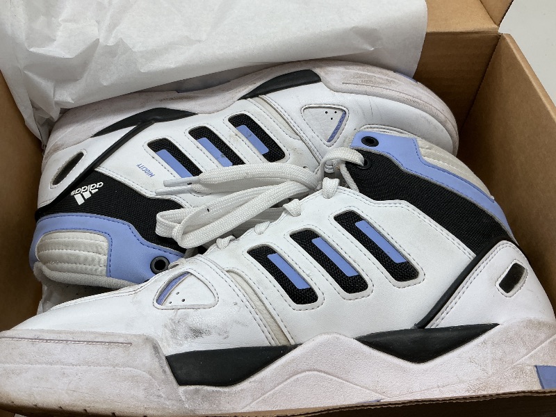 Photo 1 of adidas Men's Midcity Low Top Basketball Sneaker, White/Blue Spark/Black, 10