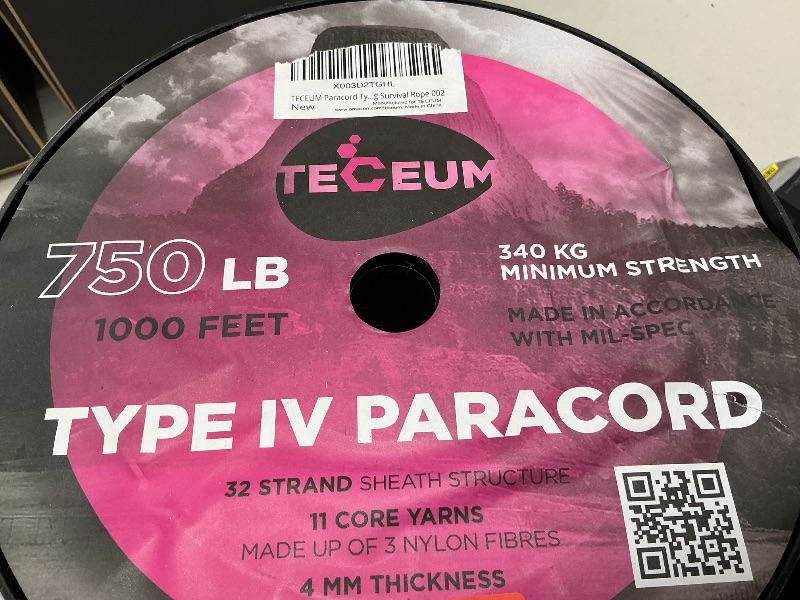 Photo 1 of TECEUM Paracord Type IV 750 lb Beige – 1000 ft – 4mm – 100% Nylon Strong Tactical MIL–SPEC Parachute Cord – Survival Rope Emergency para Cord 11 Strands Core EDC Camping Hiking Military Gear 366a