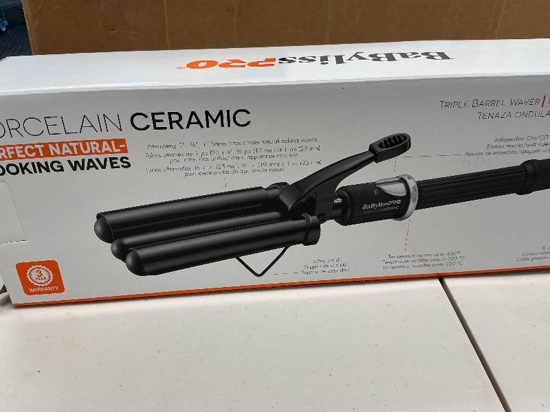 Photo 1 of BabylissPRO Porcelain Ceramic Triple Barrel Waver, Black