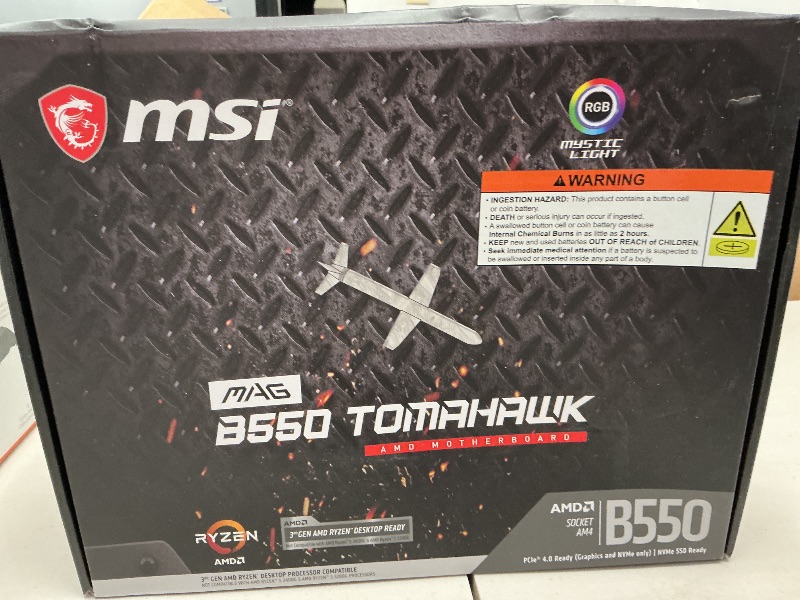 Photo 1 of MSI MAG B550 TOMAHAWK Gaming Motherboard (AMD AM4, DDR4, PCIe 4.0, SATA 6Gb/s, M.2, USB 3.2 Gen 2, HDMI/DP, ATX, AMD Ryzen 5000 Series processors)