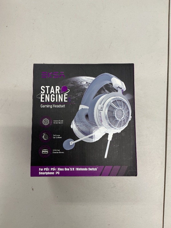 Photo 1 of EKSA StarEngine S PC Gaming Headset-Stereo Surround Sound for PS4 PS5 Xbox One Xbox Series X/S, Over Ear Headphones with Noise Cancelling Mic, 50mm Drivers, 3.5mm Wired Headphones for Computer (White)
