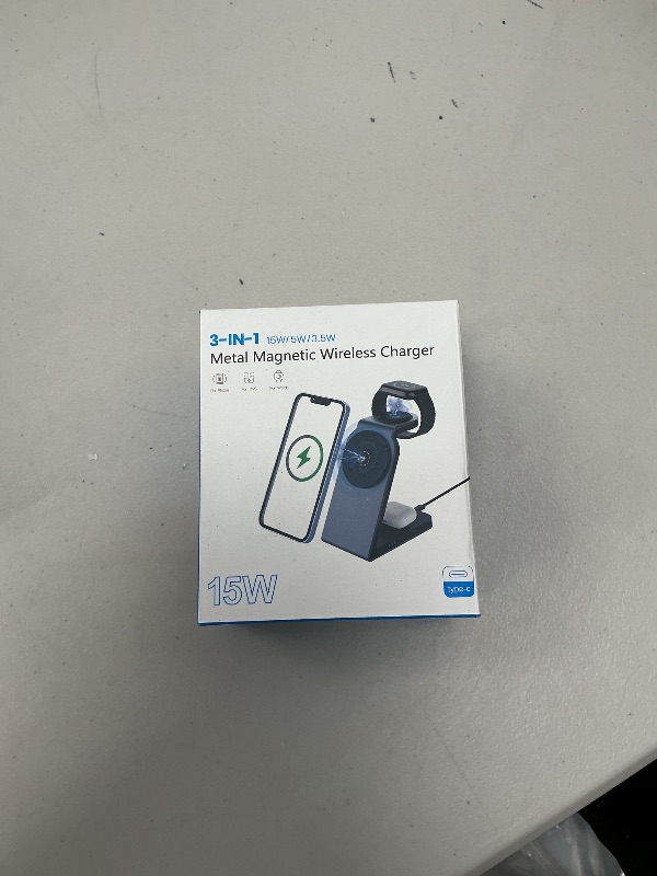 Photo 1 of eazpower for MagSafe Charging Station 3 in 1, Magnetic Charger Stand Wireless, 15W Fast Travel Charging Dock for iPhone 16/15/14/13/12/ Apple Watch/AirPods(Random Adapter Included)