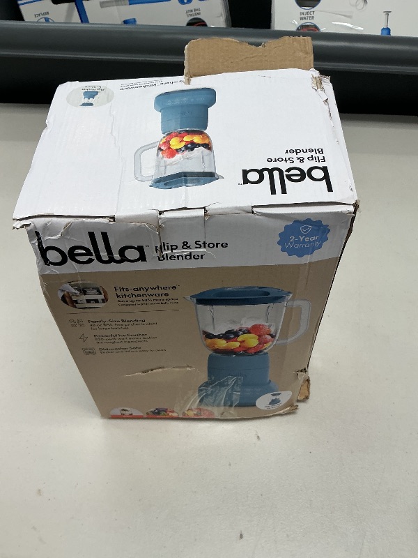 Photo 1 of bella 10 Speed Countertop Blender, Juicer & Smoothie Maker, Fits-anywhere™ Kitchenware, Slim Flip & Store Design, Dishwasher Safe 48oz Capacity Pitcher & Lid, Stainless Steel Blade, 450 Watt, Surf