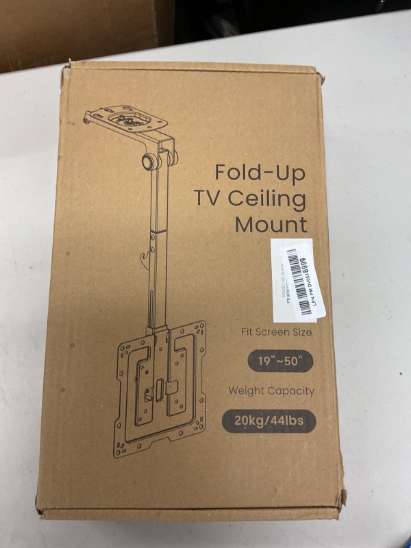 Photo 1 of Flip Down Ceiling TV-Mount for 19-50-inch - Manual Folding Height Adjustable Drop Down TV Mount for Flat and Pitched Roof, Swivel, Max Load 44 lbs, Max VESA 200x200 mm, Black