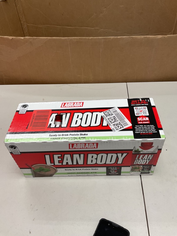 Photo 1 of Labrada Lean Body Ready-to-Drink Mint Chocolate Protein Shake, 40g Protein, Whey Blend, 0 Sugar, Gluten Free, 22 Vitamins & Minerals, (Recyclable Carton & Lid - Pack of 12) LABRADA