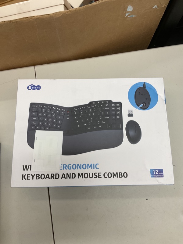 Photo 1 of Ergonomic Wireless Keyboard Mouse Combo, Bluetooth/2.4G Split Design Keyboard with Palm Rest and 3 Levels DPI Adjustable Wireless Vertical Mouse, Multi-Device, Rechargeable, for Windows/Mac
