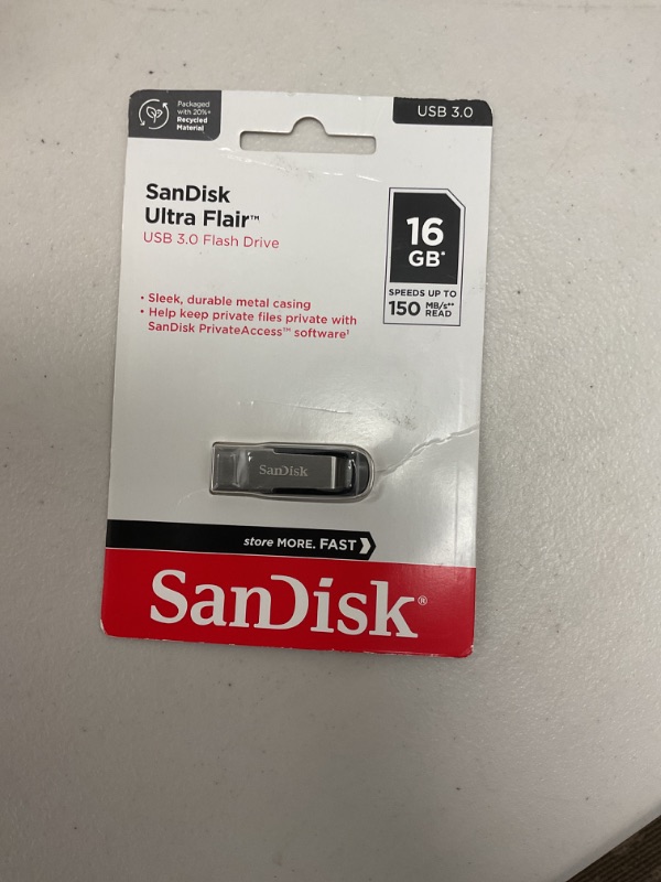 Photo 1 of SanDisk 16GB Ultra Flair USB 3.0 Flash Drive - SDCZ73-016G-G46, black