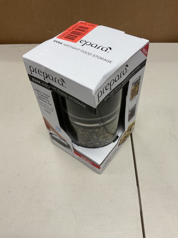 Photo 1 of Prepara Evak Fresh Saver Airless Canister, Glass & Stainless, Medium, Soft Touch Black Handle