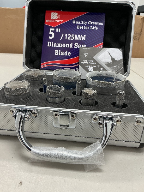 Photo 1 of Diamond Core Drill Bit Set for Porcelain Tile Ceramic Marble Granite Drilling,BRSCHNITT 9pcs Vacuum Brazed Diamond Hole Saw with 5/8-11 Thread ?1/4" 3/8" 4/5" 1-3/8" 2" 2-1/2"?
