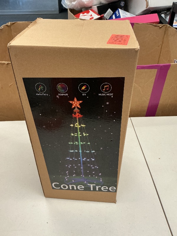 Photo 1 of Minetom 6 Ft Smart Christmas Cone Tree, 118 C6 LED Lights with Star Topper, Music Sync, App & Remote Control, DIY Lighting, Timer, Waterproof for Indoor/Outdoor Decorations