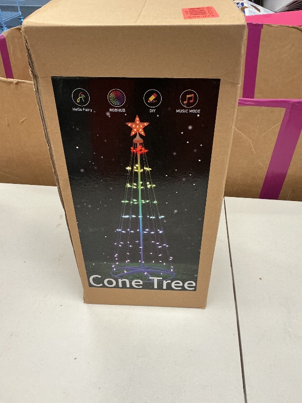 Photo 1 of Minetom 6 Ft Smart Christmas Cone Tree, 118 C6 LED Lights with Star Topper, Music Sync, App & Remote Control, DIY Lighting, Timer, Waterproof for Indoor/Outdoor Decorations