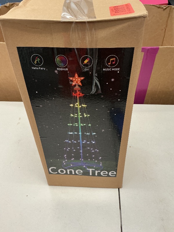 Photo 1 of Minetom 6 Ft Smart Christmas Cone Tree, 118 C6 LED Lights with Star Topper, Music Sync, App & Remote Control, DIY Lighting, Timer, Waterproof for Indoor/Outdoor Decorations