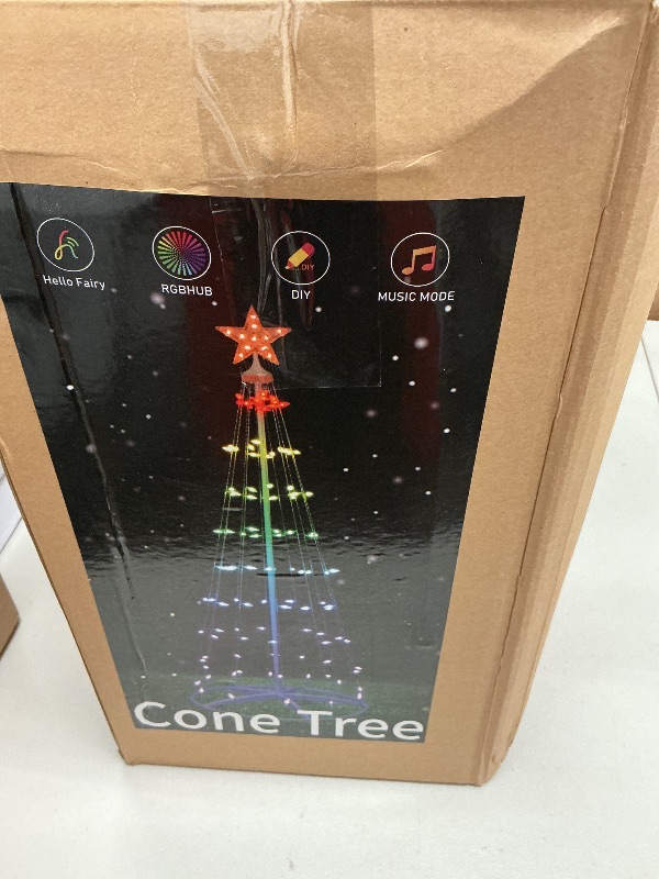 Photo 1 of Minetom 7.5 Ft Smart Christmas Cone Tree, 130 C6 LED Lights with Star Topper, Music Sync, App & Remote Control, DIY Lighting, Timer, Waterproof for Indoor/Outdoor Decorations