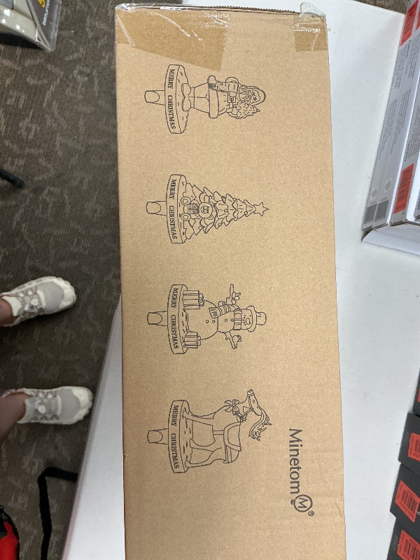 Photo 1 of Minetom Christmas Stocking Holders for Mantle Set of 4, 3D Resin Tree Reindeer Snowman and Santa Claus Stocking Hangers, Home Xmas Decorations for Fireplace Mantel Table Garland