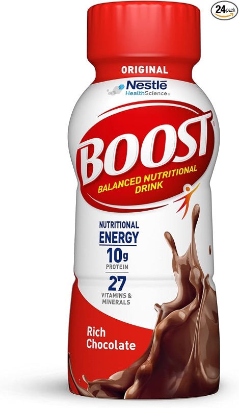 Photo 1 of BOOST Original Ready to Drink Nutritional Drinks, Rich Chocolate, 8 Fl Oz Bottles (Pack of 24)