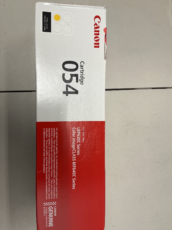 Photo 1 of Canon Genuine 054 Yellow Toner Cartridge Compatible with LBP622Cdw, LBP623Cdw, MF641Cdw, MF642Cdw, MF644Cdw