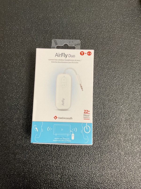 Photo 1 of Twelve South AirFly SE | Bluetooth Wireless Audio Transmitter Adapter for AirPods/Headphones, 20+ Hr Battery, Works with 3.5mm aux Jacks on Airplanes, TVs, Gym Equipment, and Travel