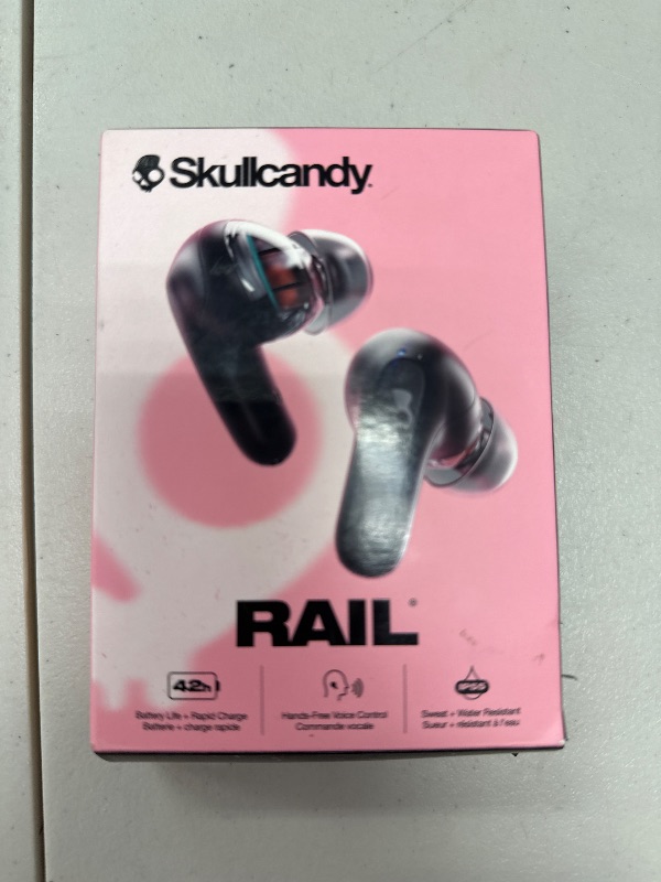 Photo 1 of Skullcandy Rail ANC Wireless Earbuds, Bluetooth Headphones, Active Noise Cancelling, Up to 38 Hours Battery, Microphone for iPhone Android, Customizable via Skull-iQ App - True Black