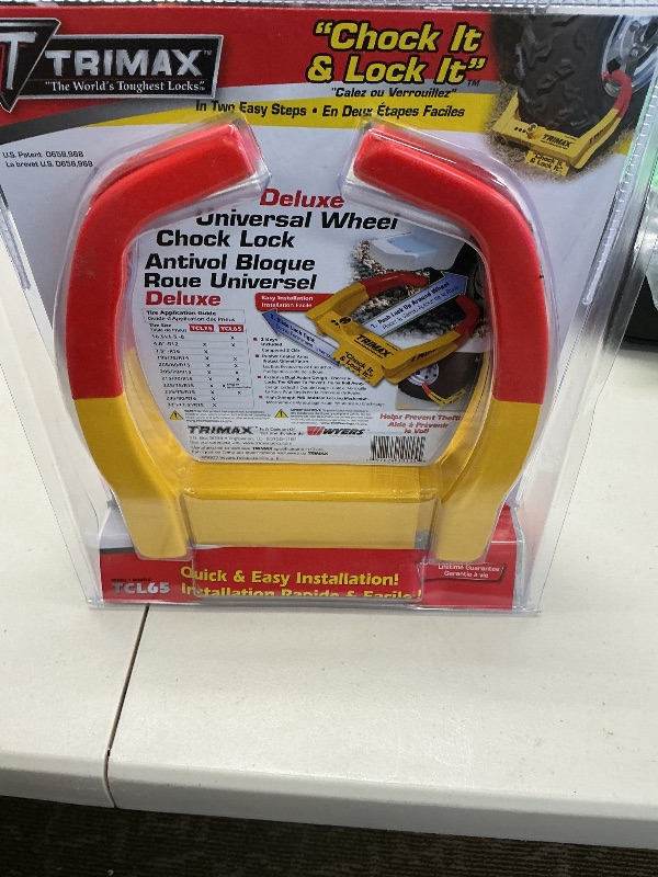 Photo 1 of Trimax TCL65 - Trailer Wheel Lock - Fits 6"-10.5" Tires - Wheel Boot Lock for Trailer, Car, Truck, Boat, ATV, Camper, and More