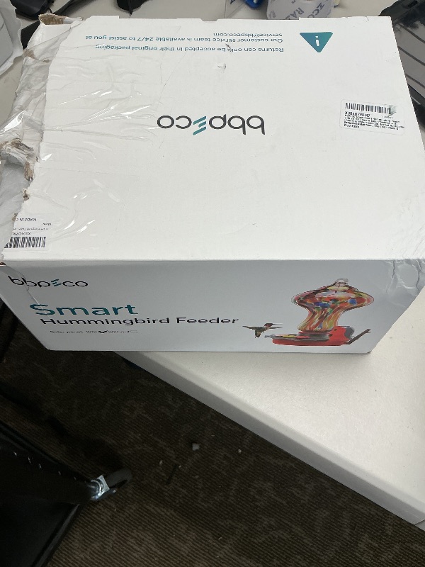 Photo 1 of BBPECO Glass Smart Hummingbird Feeder with 2K HD Camera Solar Powered - AI Identify & Water Detection, Instant Notification, Leakproof & Ant Moat, Work with Alexa & Google Assistant