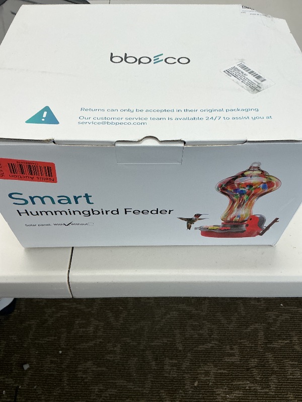 Photo 1 of BBPECO Glass Smart Hummingbird Feeder with 2K HD Camera Solar Powered - AI Identify & Water Detection, Instant Notification, Leakproof & Ant Moat, Work with Alexa & Google Assistant