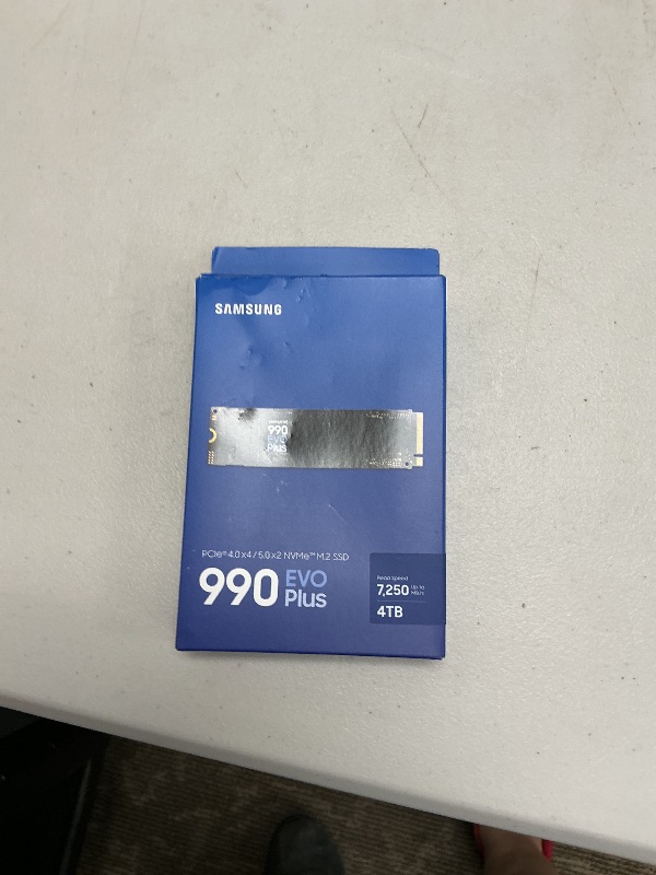 Photo 1 of Samsung 990 EVO Plus SSD 4TB, PCIe Gen 4x4 | Gen 5x2 M.2, Speeds Up-to 7,250 MB/s, Upgrade Storage for PC/Laptops, HMB Technology and Intelligent Turbowrite 2.0, (MZ-V9S4T0B/AM)