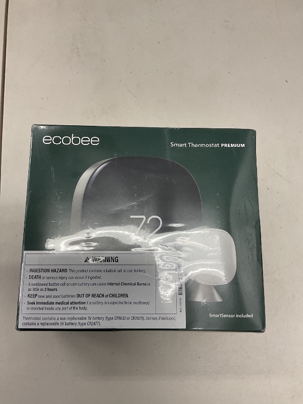 Photo 1 of ecobee Smart Thermostat Premium with Smart Sensor and Air Quality Monitor - Programmable Wifi Thermostat - Works with Siri, Alexa, Google Assistant