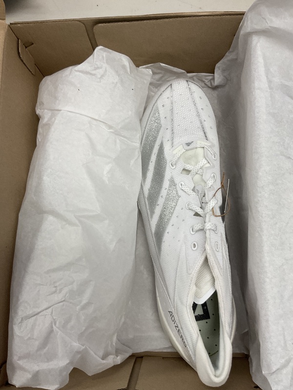 Photo 1 of adidas Men's Adizero Electric American Football Sneaker, White/Silver Metallic/White, 17
